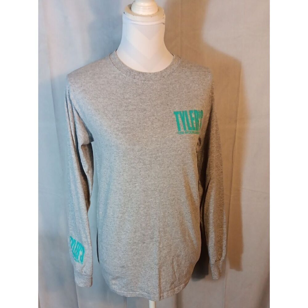 Gildan Gray Long Sleeve Crewneck with Teal TYLER Print